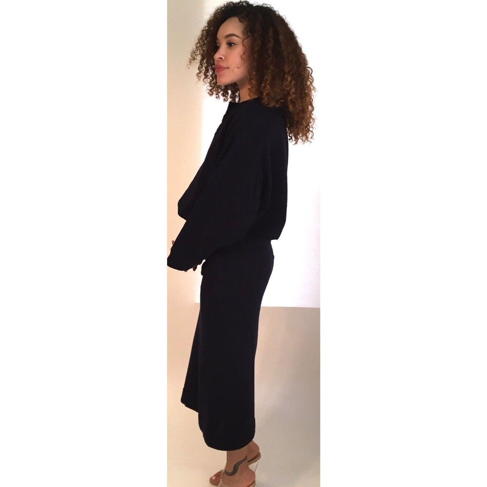 Karl Lagerfeld France Women's Size 36/6 Two Piece Navy Blue Top & Skirt Vintage - Picture 4 of 5